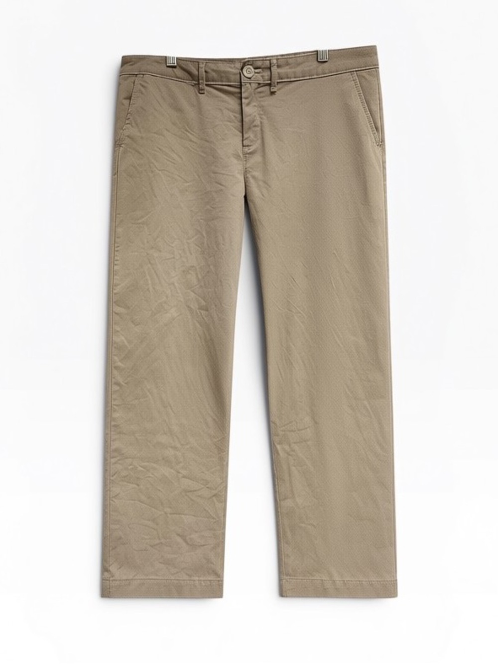 Eddie Bauer Flat Front Khaki Slightly Curvy Straight Legendary Crop Size 8